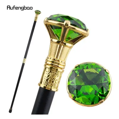 (green) Green Diamond Type Golden Walking Cane Fashion Decorative Walking Stick Gentleman Elegan