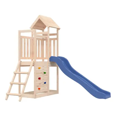 (solid pinewood) vidaXL Playhouse Climbing Frame Play Frame with Slide Rockwall Solid Wood Pine