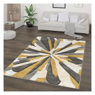 (GREY / YELLOW, cm x cm) Geometric Multicolored Carved Living Room Rug