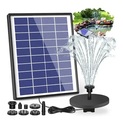 65W Solar Fountain Pump with1500mAh Battery Solar Water Pump Floating Fountain Nozzles for Bird 