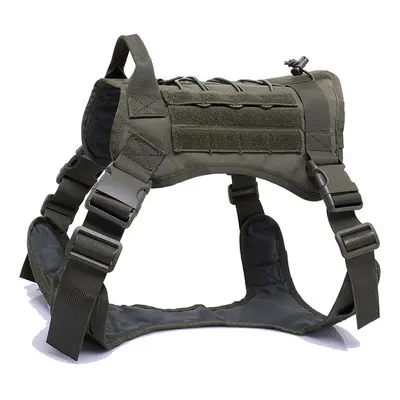 (Ranger Green-Harness Only, XL) Tactical Dog Harness Vest With Handle And Bungee Dog Leash