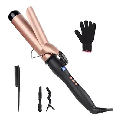 Curling Wand Curling Tongs, Large Barrel Curling Iron with Adjustable Temperature, Professional 