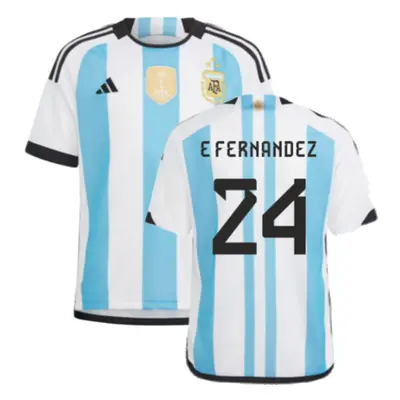 (XLB) Argentina World Cup Winners Home Shirt - Kids (E FERNANDEZ 24)