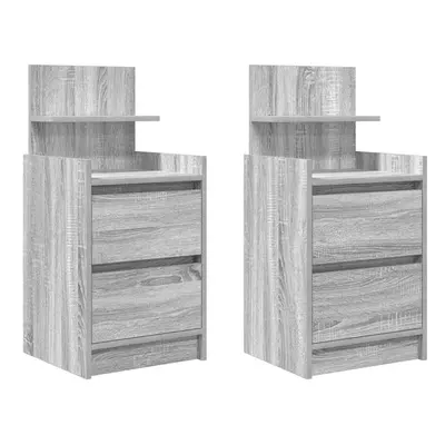 (grey sonoma, pcs) vidaXL Bedside Cabinets with Drawers pcs Concrete Grey 38x34x80 cm