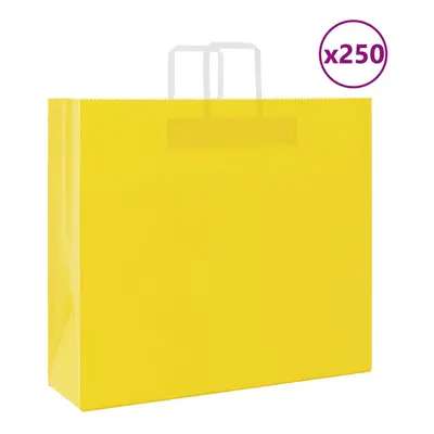 (yellow, x x cm/ pcs) vidaXL Paper Bags pcs with Handles White 21x11x28 cm Paper Grocery Bag