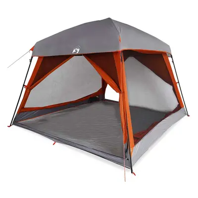 (grey and orange) vidaXL Family Tent Cabin 6-Person Grey and Orange Waterproof tent garden tent