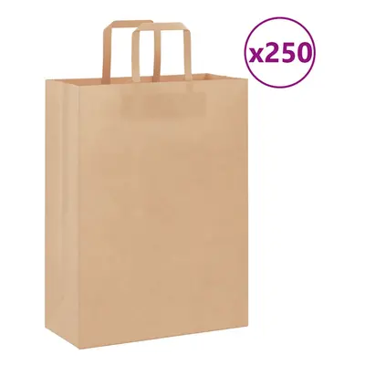 (brown, x x cm/ pcs) vidaXL Paper Bags pcs with Handles White 21x11x28 cm Paper Grocery Bag