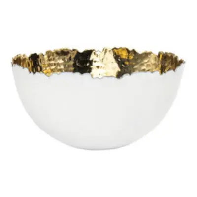 13 in. Serving Bowl, White & Gold