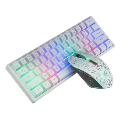 (White) Keyboard & Mouse Set Wireless Keys RGB Keyboard for Desktop Computer Laptop PC