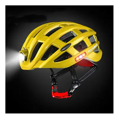 (Yellow) Lumens Modes Cycling Helmet Waterproof Ultralight Helmet Intergrally-molded Mountain