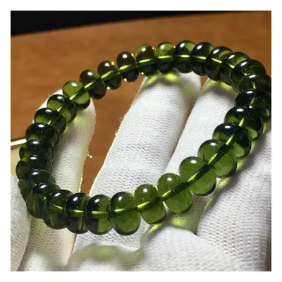 Moldavite green grass crystal roundelle Moldavite bracelet 6/8/10mm beads nature for women