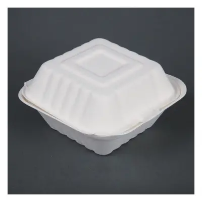 Fiesta Green Compostable Bagasse Burger Boxes with Side Ridges 152mm (Pack of 500)