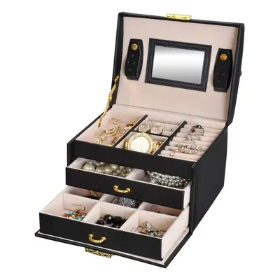 Large Jewelry Box in Several Levels - Black