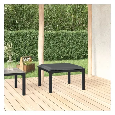 vidaXL Patio Footstool with Cushion Black and Gray Poly Rattan