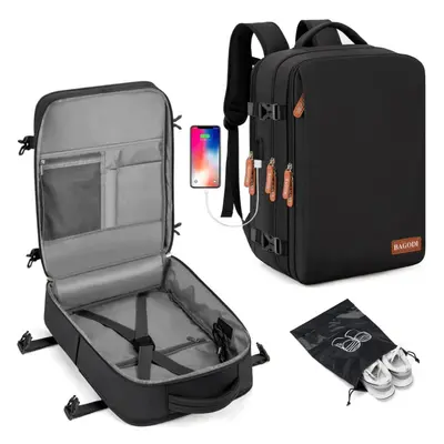 (black) Large Capacity Travel Backpack For Men And Women With Usb Charging Port And Wet And Dry 