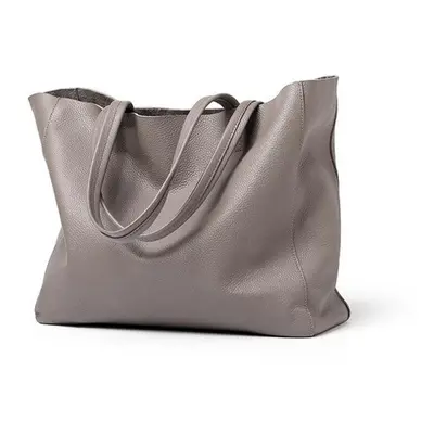 (grey) Classic Fashion Large Capacity Tote Bags For Women Shoulder Bags Genuine Leather Handbags