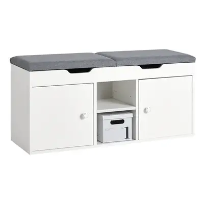 Shoe FSR96-W Rack Shoe Bench Shoe Cabinet with Folding Padded Seats