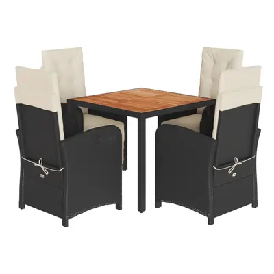 vidaXL Garden Dining Set Piece with Cushions Dining Chair Black Poly Rattan