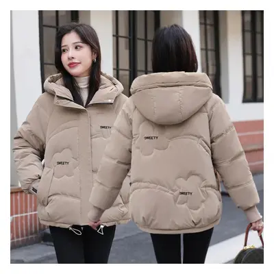 (khaki, XL) New Fashion Women Down Jacket Warm Plus Casual Warm Outerwear Down Winter Jacket