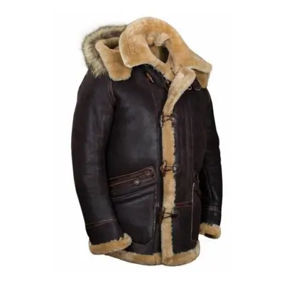 (as the picture, 5xl) Men&apos;s Fur Zipper Bag Hooded Fur Jacket