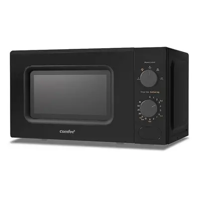 COMFEE' 700W 20L Black Microwave Oven With Cooking Power Levels, Quick Defrost Function, And Kit