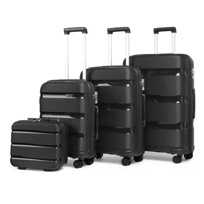 (Black, 14+20+24+28 Inch) Or Pieces PP Suitcase Set With TSA Lock