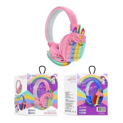 (Pink) Kids Unicorn Wireless Headset Toy Fidget Headphones Gift