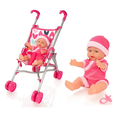 Molly Dolly My First Dolls Pram & Doll Set - Girls Toy Stroller - Baby Doll Pushchair