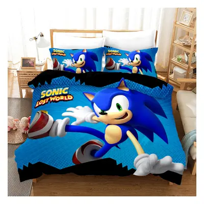 (King-240x220cm, 27) Sonic Kids Single Double Bed Linen 3D Duvet Cover Set