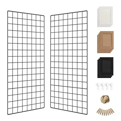 Wall Photo Grid Shelf Wall Hanging Ins Art Display Grid Panel for Decor Storage Metal Wire Notic