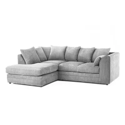 (Silver, Left Hand Corner ) Luxor Jumbo Cord Seater Corner Sofa