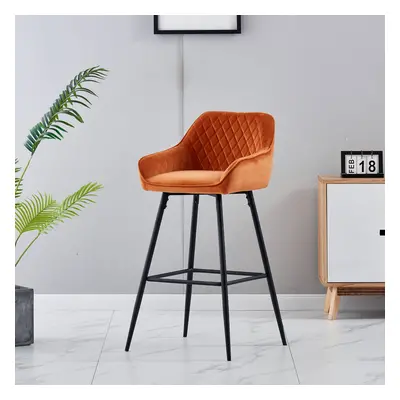 (Orange(Velvet), Bar Stool) Bar Stool Breakfast High Counter Chair Pub Kitchen