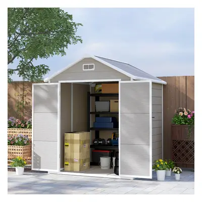 Outsunny x 5ft Resin Garden Shed with Floor and Window, Dark Grey