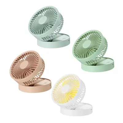 (Green) Folding Telescopic Floor Desk Fan 8000mAh Modes 25-35db USB Rechargeable Adjustable Heig