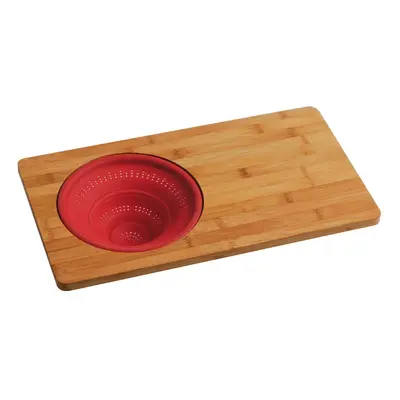 Chopping Board with Silicone Collapsible Colander - Bamboo