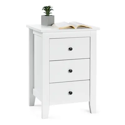 3 Drawers Bedside Table Wooden Nightstand Multi-Functional End Table