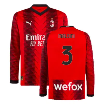 (L) AC Milan Long Sleeve Home Shirt (Maldini 3)