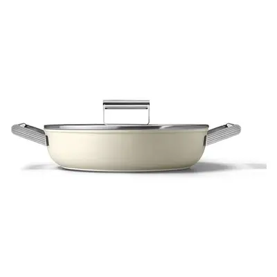 Smeg CKFD2811CRM Skillet Deeppan 28cm and Lid Cream, Aluminium, Brand New