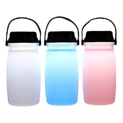 (Pink) Camping Light Water Bottle Solar Charging Phone Charging Kettle Outdoor Sports Travel Mou