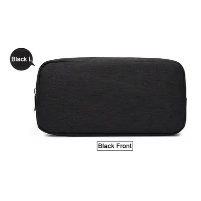 (Black 23*11.5*5.5cm) Portable Digital Storage Bag Oxford Cloth Three Layers Case Phones Headpho