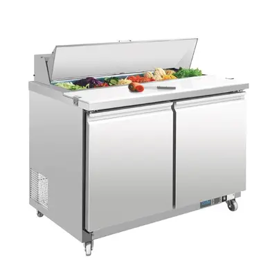 Polar U-Series Double Door Prep Counter Fridge 405Ltr