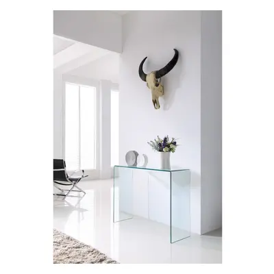 (Large) Crystal Modern Clear Bent 12mm Tempered Glass Console Table