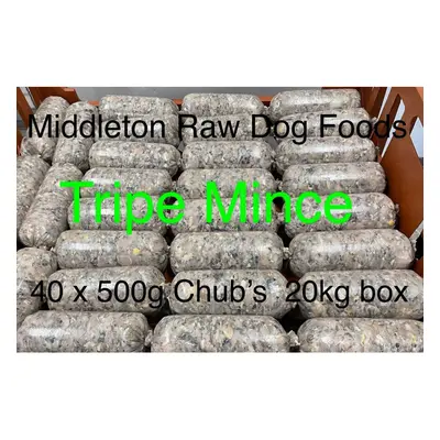 Frozen Minced Green Tripe 40X500G Bags/Blocks 20KG (44Lbs) for Dogs BARF / RAW