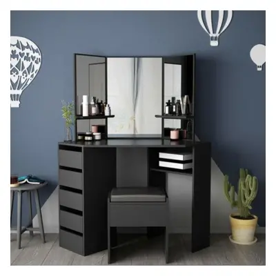 (Black) Hampton&Stewart Luxury Corner Dressing Table