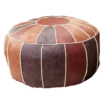 (Brown) Moroccon Leather Pouf Cover