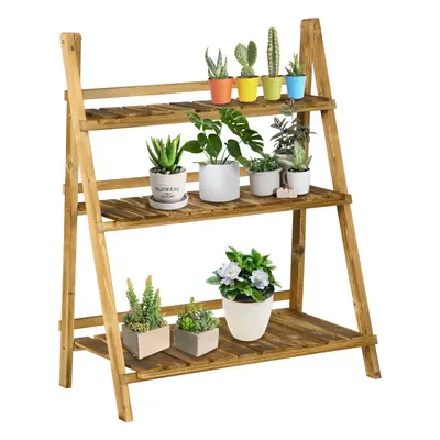 Outsunny Wooden Flower Pot Rack Holder Fold Storage Shelf Stand Vegetable