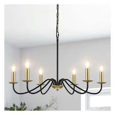 (6 Lights-black&gold) Chandelier Lighting, Lights Metal Chandelier Fixture Industrial Chandelier