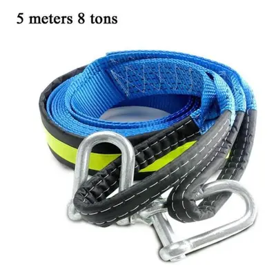 (blue) 5m Tons Winch Tow Cable Tow Strap Car Towing Rope With Hooks For Heavy Duty Car Emergency