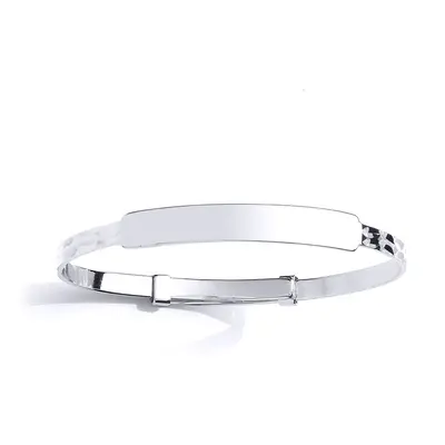 Jewelco London Girls Sterling Silver Sparkle Cut Expanding ID Baby Bangle Bracelet - BN58