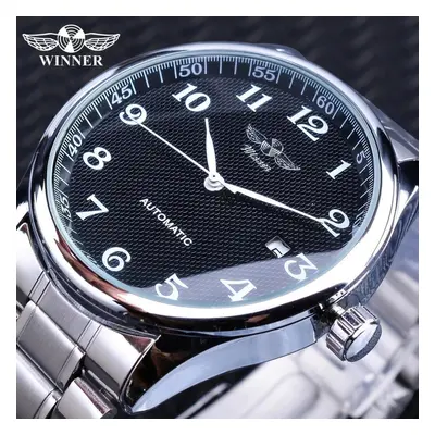 (black) Winner New Top Men&apos;s Watch Simple Fashion Men&apos;s Automatic Mechanical Strap Cal